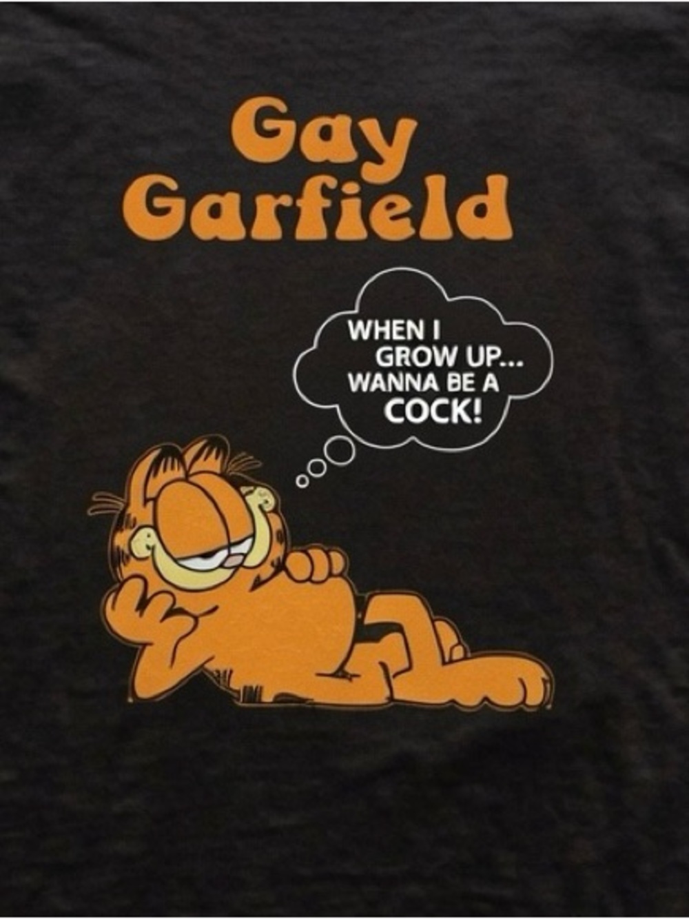 Black Garfield Graphic Tee with Orange - Picture 2 of 4
